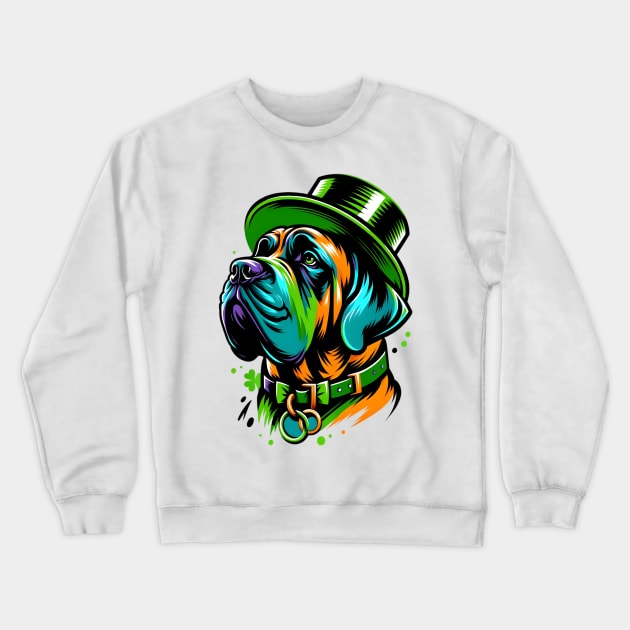 Spanish Mastiff Celebrates St Patrick's Day in Style Crewneck Sweatshirt by ArtRUs